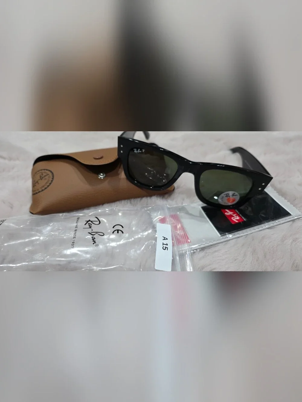 Ray-Ban Mega Wayfarer POLARIZED Black Frame Sunglasses with Green Lenses